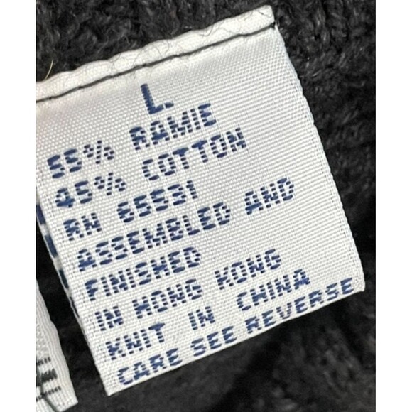 Duplex Men's L Black Sweater Ramie Pullover Cable-Knit Cosby 80s Y2K Vintage Dad - Picture 8 of 9